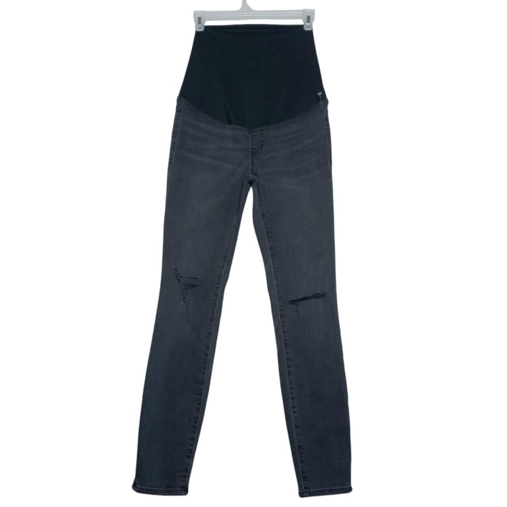NWT Madewell Maternity Skinny Jeans Distressed Vintage Wash Black Size 24